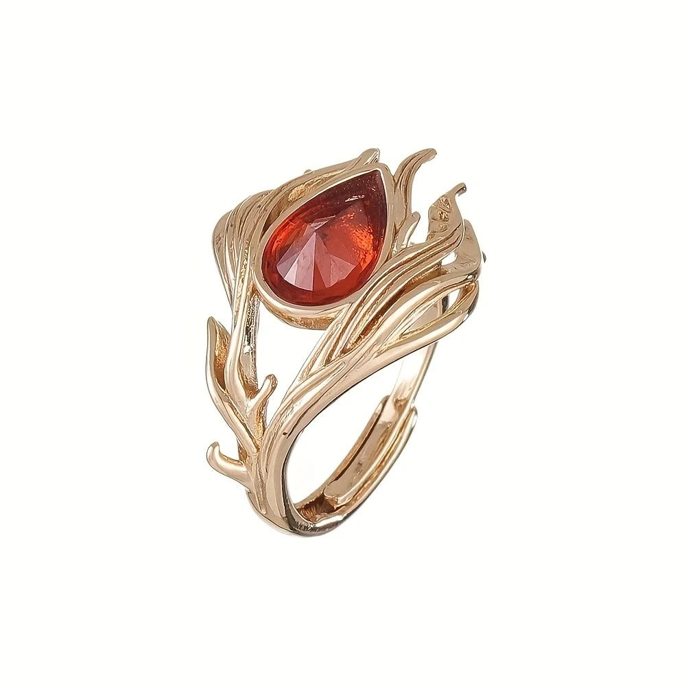 Flame Phoenix Orange Crystal Ring Unique Women’s Fashion Jewelry