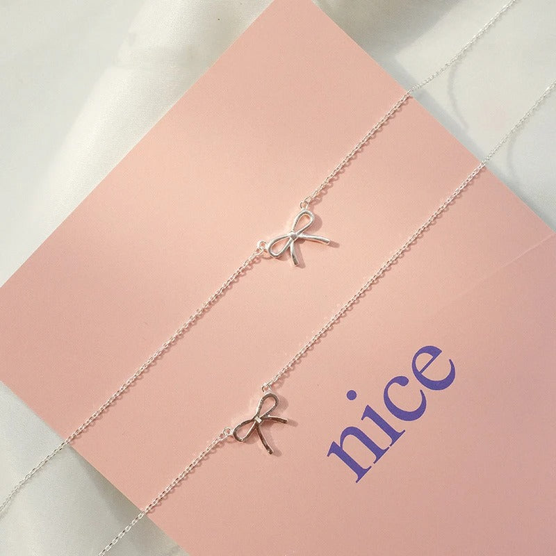 Delicate Silver Color Bowknot Pendant Necklaces For Women Unique Design Fashion Handmade Jewelry Gift