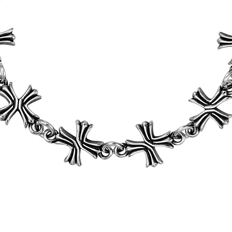 Punk Rock HipHop Trend Stainless Steel Charm High Quality Gothic Vintage Crosses Necklaces Bracelet For Men Women Girls Jewelry