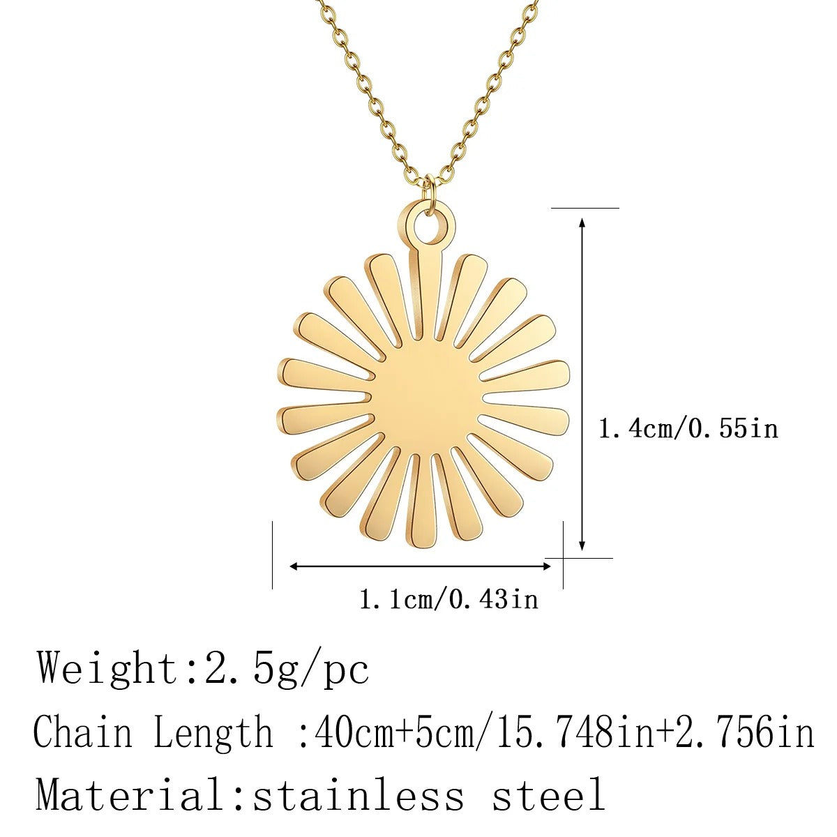 Fashion Round Sun Pendant Necklaces For Women Men Accessories Jewelry Stainless Steel Necklace Choker Birthday Gift.
