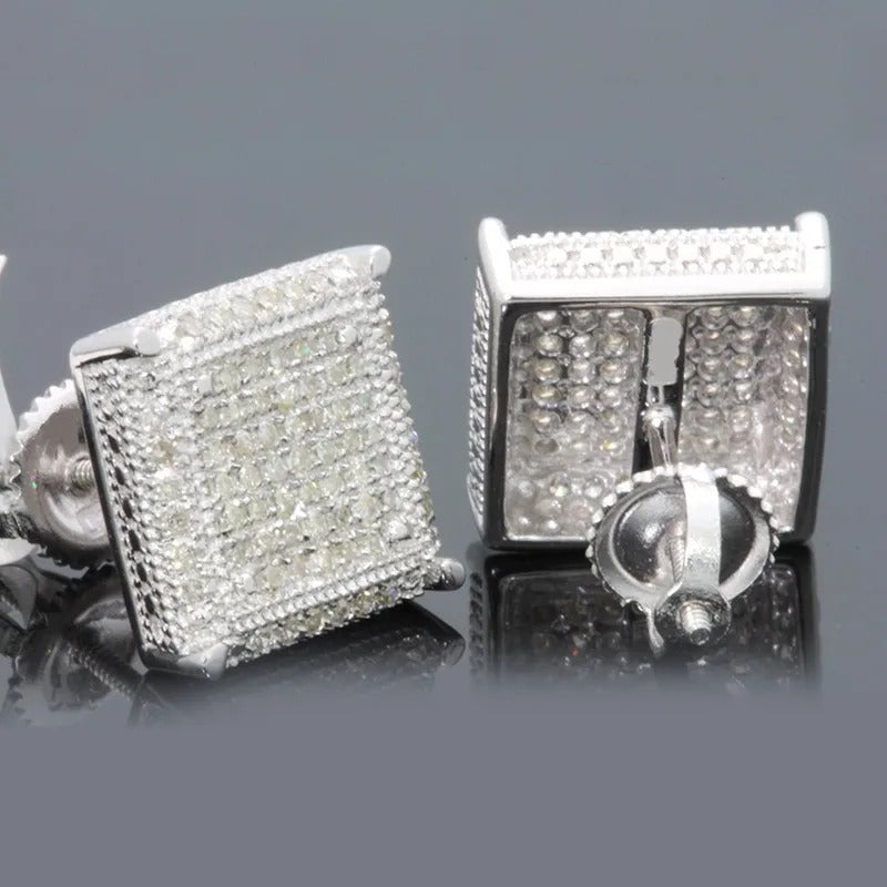 Rock Style Iced Out Zircon Stud Earrings Unisex Trend Jewelry