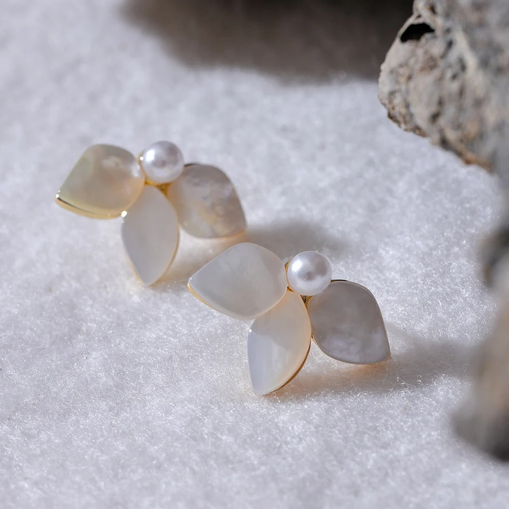 Mchic Thicker Natural Shell Flower Stud Earrings Trendy Unique Chic Daily Fashion Copper Jewelry for Women Gift Wholesale