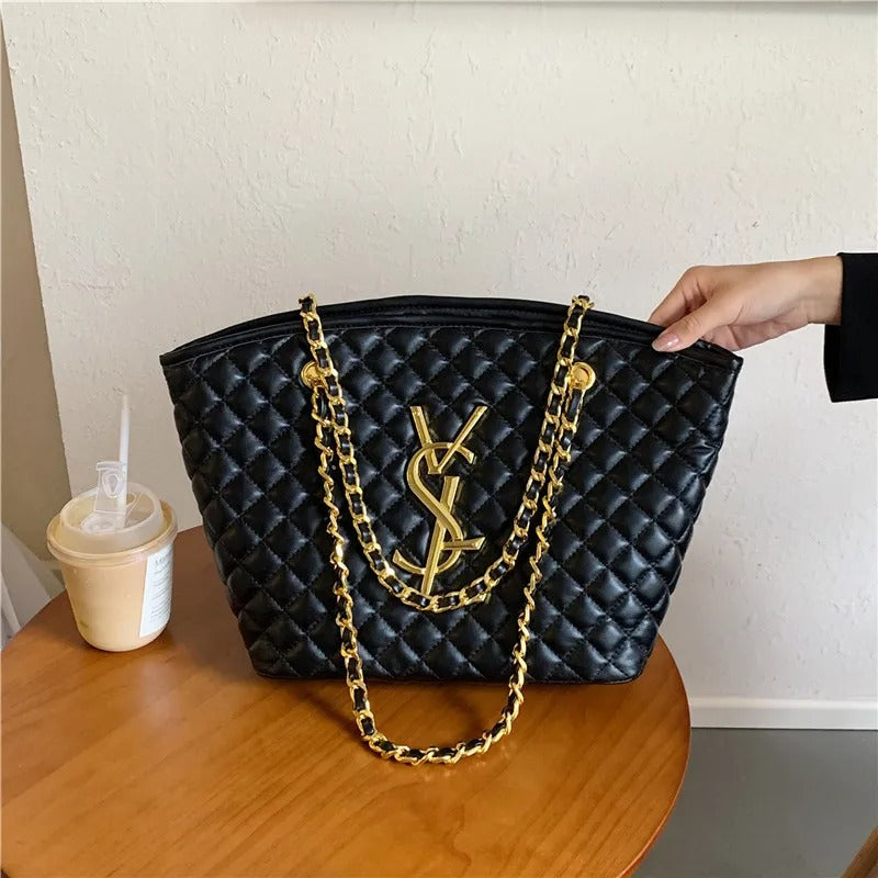 Luxury Retro Diamond Pattern Tote Shoulder Bag for Women