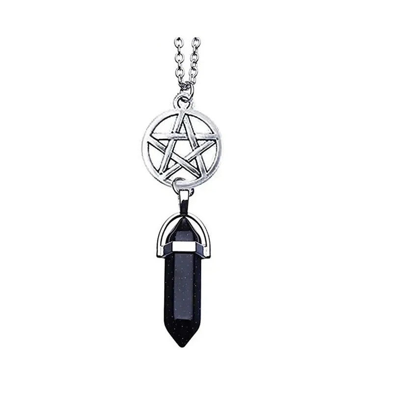 Fashion Pentagram Star Chakra Stones Pendant Necklace for Women Supernatural Vintage Jewelry Witchcraft Choker