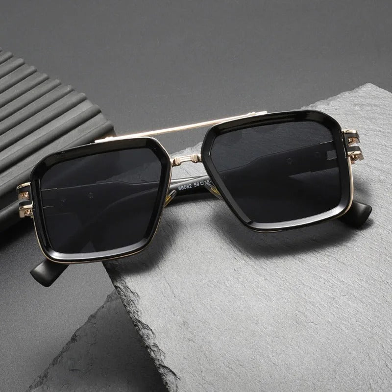 Retro Double Bridge Metal Frame Sunglasses