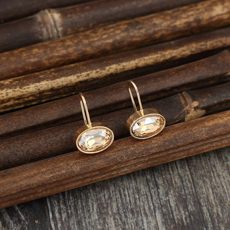 Fashion Gold Metal Oval Dangle Earrings Exquisite Engagement Jewelry
