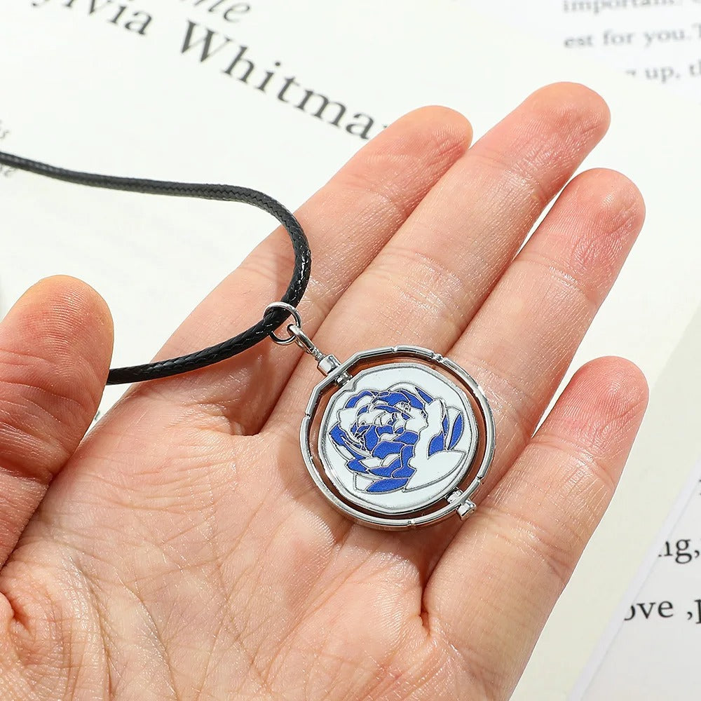 New Game Jinx Blue Rose Rotatable Necklace Anime Game Arcane Season 2 Backpack Pendants Metal Fashion Jewerly Fans Collections