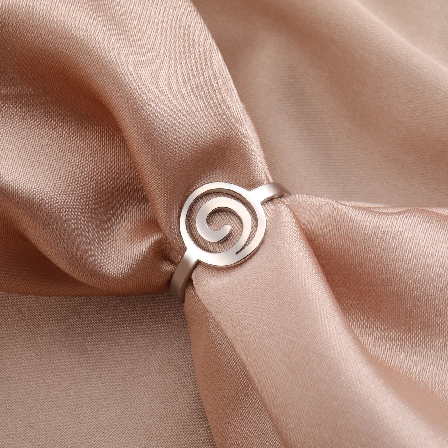 Skyrim Spiral Curl Ring Minimalist Stainless Steel Circle Design for Women’s Fashion & Birthday Jewelry Gift