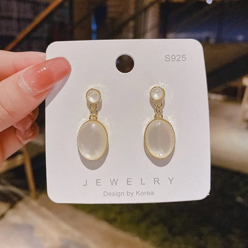 Opal Water Drop Irregular Dangle Earrings for Women Simple Jewelry