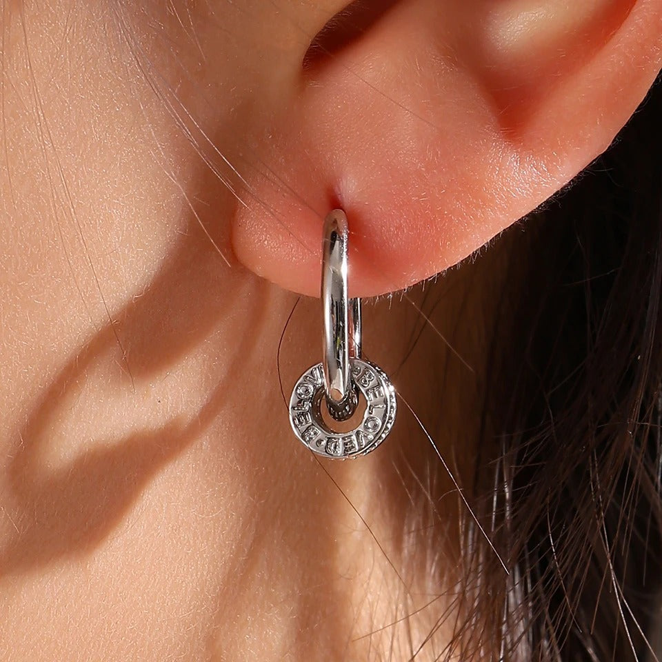 Exquisite CZ Drop Hoop Earrings for Women Girls Trendy Jewelry