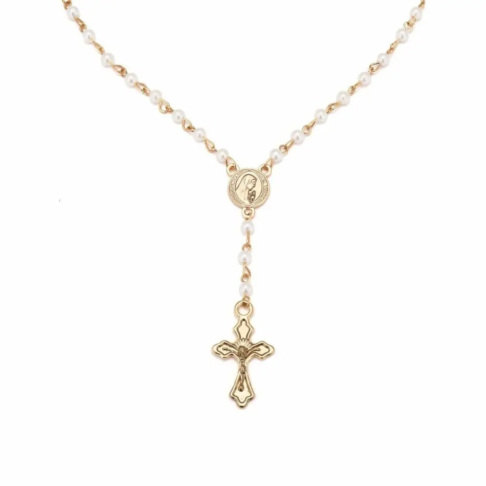 Rosary Coin Catholic Chokers Long Tassel Pendant Cross Jewelry Fashion Accessories Clavicle Chain Necklaces