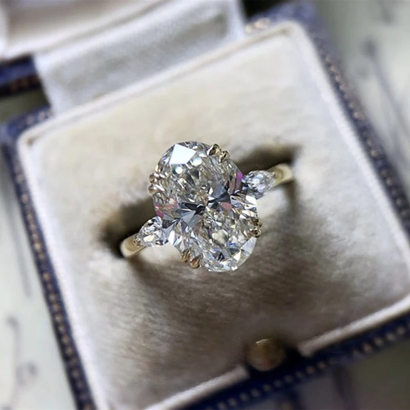 Simple Oval Cubic Zirconia Wedding Bands Women's Ring Luxury Gold Color Engagement Rings Bright Fashion Jewelry