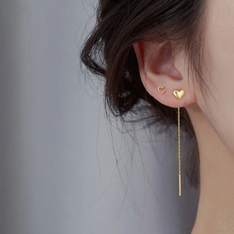 925 Sterling Silver Heart Tassel Earrings Long Chain for Women’s Fashion Jewelry Gift