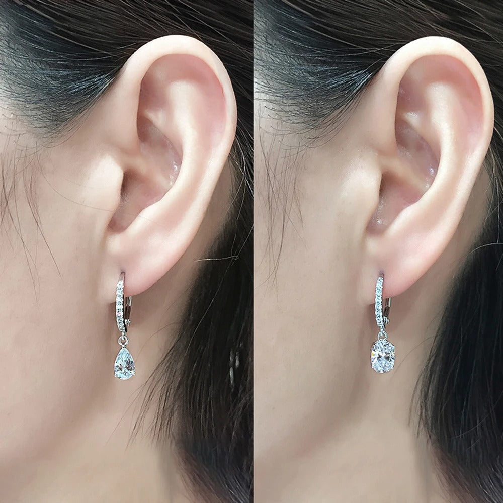 High-Quality Pear CZ Drop Earrings Love Fashion Jewelry Gift