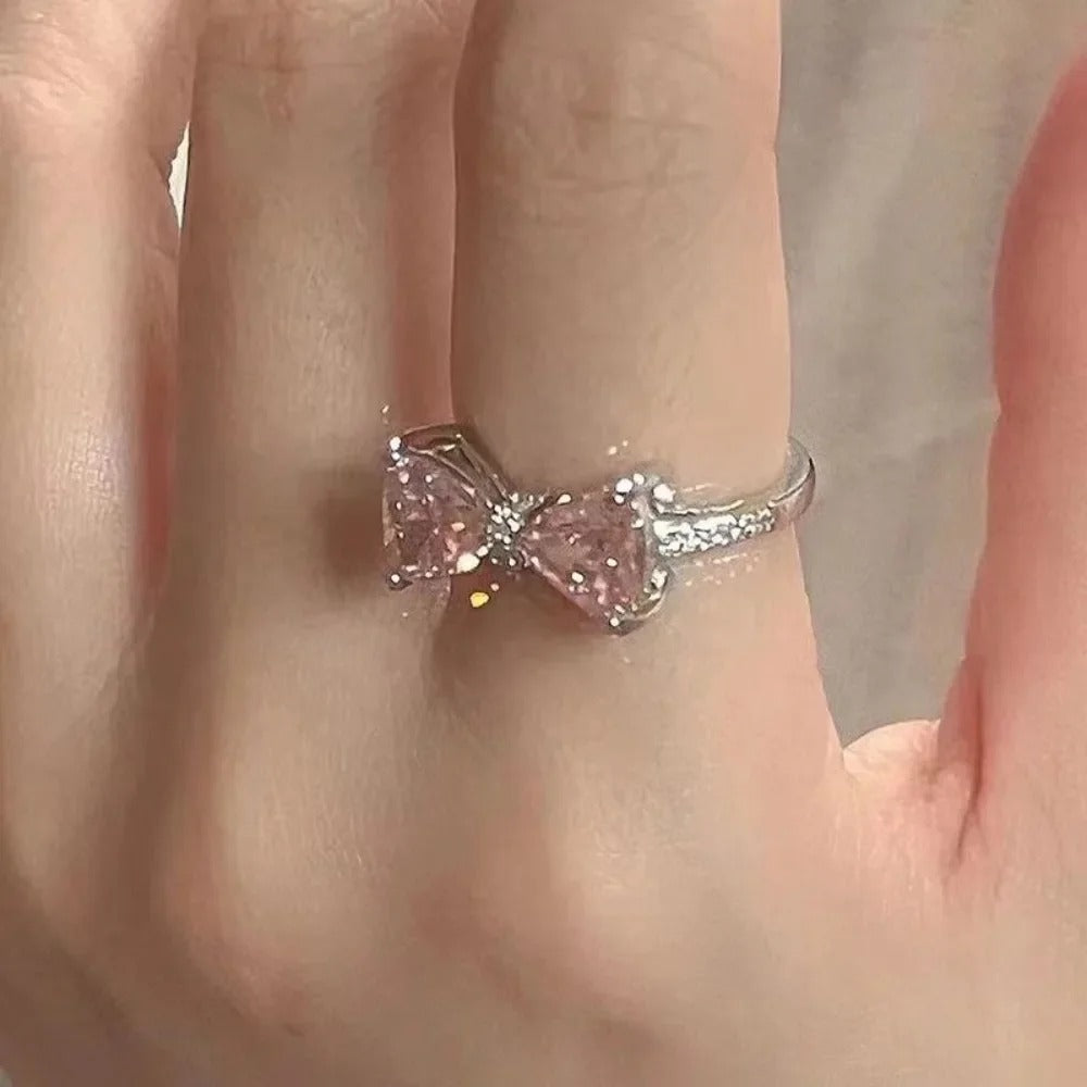 Fashion Bowknot Adjustable Finger Ring – Sweet Open Band Bow Ring for Women & Girls