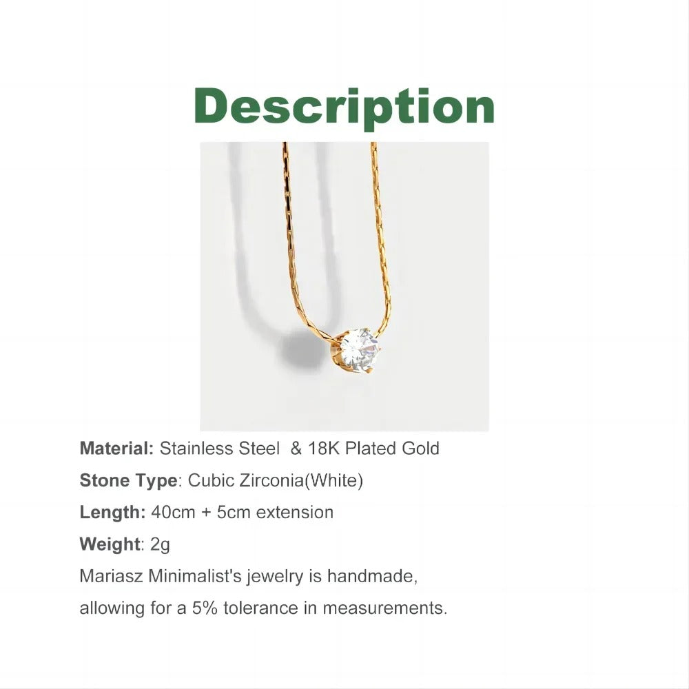Mariasz Minimalist Gold Color Stainless Steel Heart Dainty Classic Zircon Charm Anti Tarnish Chain Necklace for Women Jewelry