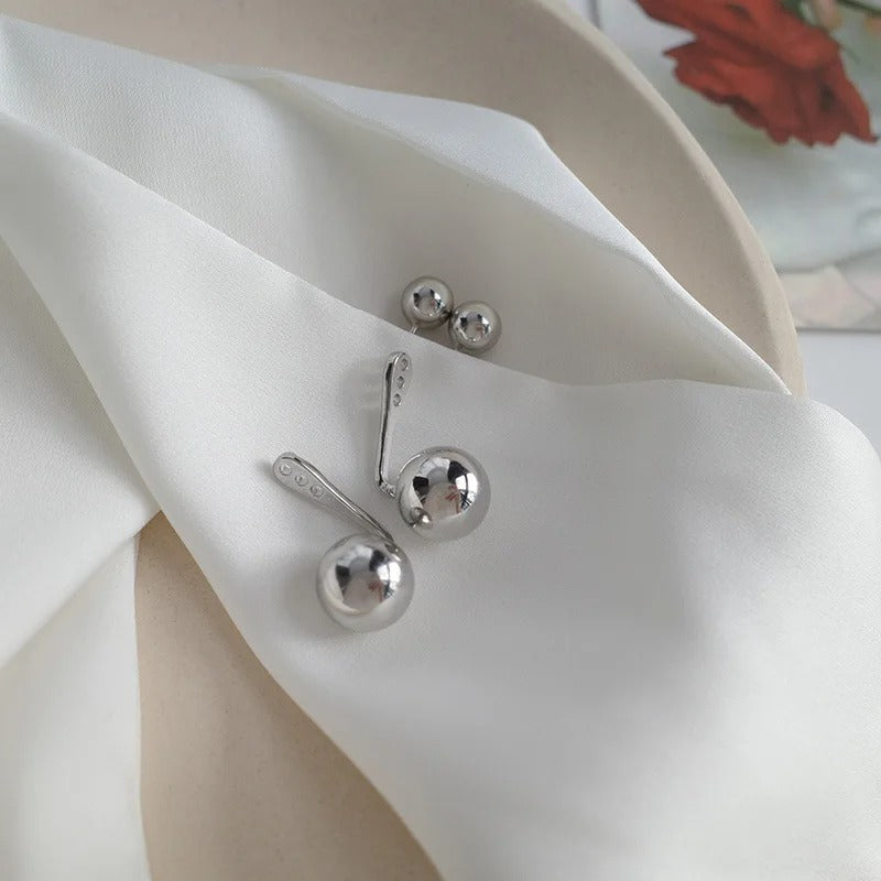 Women’s Metal Ball Drop Earrings Gothic Simple Fashion Accessories