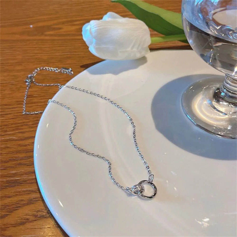 Silver Color Möbius Strip Pendant Necklace Irregular Ring Necklace For Women INS Fashion Jewelry Accessories