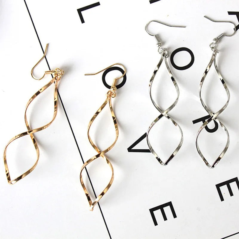 Women’s Simple Spiral Drop Earrings Trendy Long Statement Jewelry