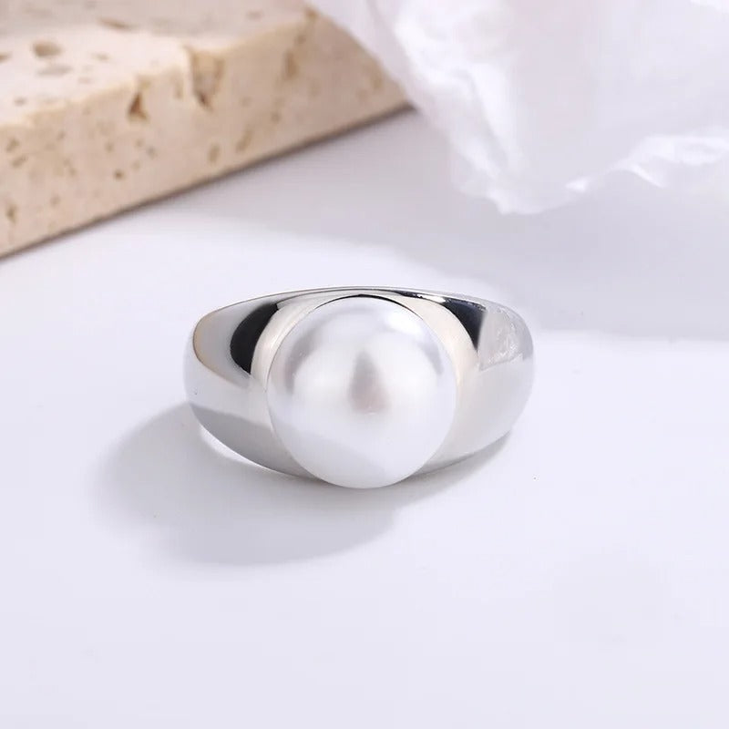 New in 925 Sterling Silver Pearl Adjustable Women's Rings Wedding Luxury Jewelry