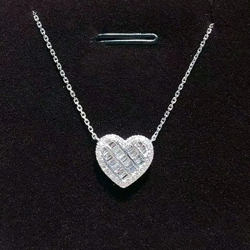 White Cubic Zirconia Love Necklace Women Luxury Silver Plated Romantic Female Wedding Pendant Necklace Fashion Jewelry