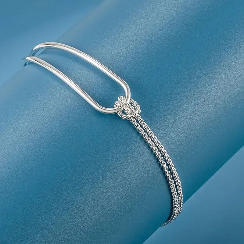 S925 Silver Minimalist Geometric Bracelet – Elegant Women’s Jewelry, Perfect Birthday & Christmas Gift