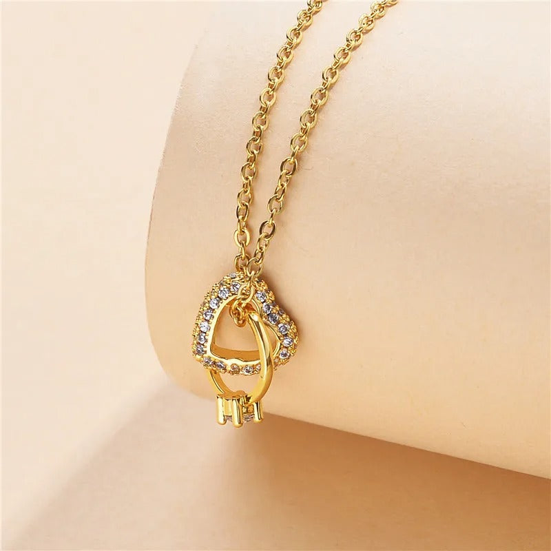 Fashion Heart Ring Cross Stainless Steel Necklace For Women Cute Romantic Ladies Wedding Jewelry for Female