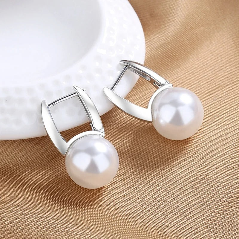 Gold Pearl Hoop Earrings – Minimalist Tiny Stud Hoops for Women, Elegant Wedding & Everyday Jewelry