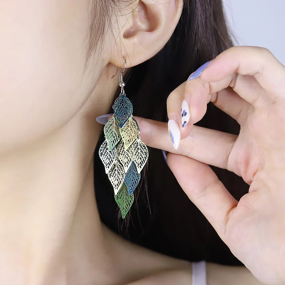 Ethnic Style Drop Earrings Small Nine Leaf Accessories Leaves Earring Bohemian Jewelry Dangle Earrings Exaggerated Women Gift