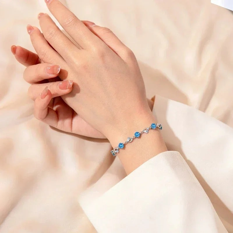 Heart Shaped Necklace Bracelet Set for Women Vintage Korean Crystal Bracelets High Quality Set Party Jewelry