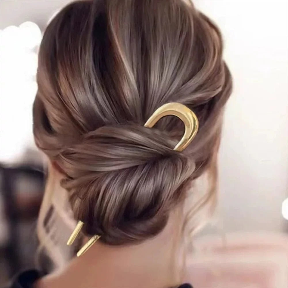 Elegant U-Shaped Metal Hairpin French Hair Stick Clip for Women’s Fashionable Hair Accessories ✨