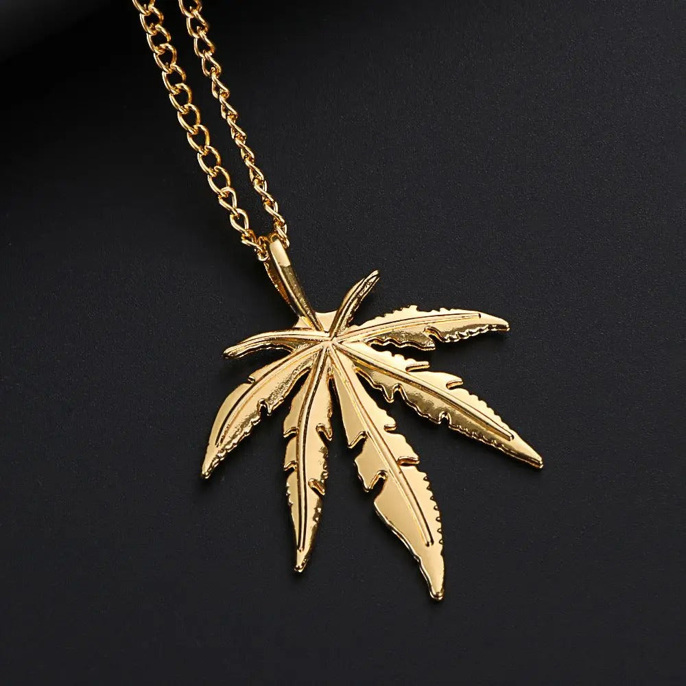 Maple Leaf Necklace Leaf Pendant Charm Chain Necklace Men Gift Jewelry Necklace Hip Hop Jewelry Gift