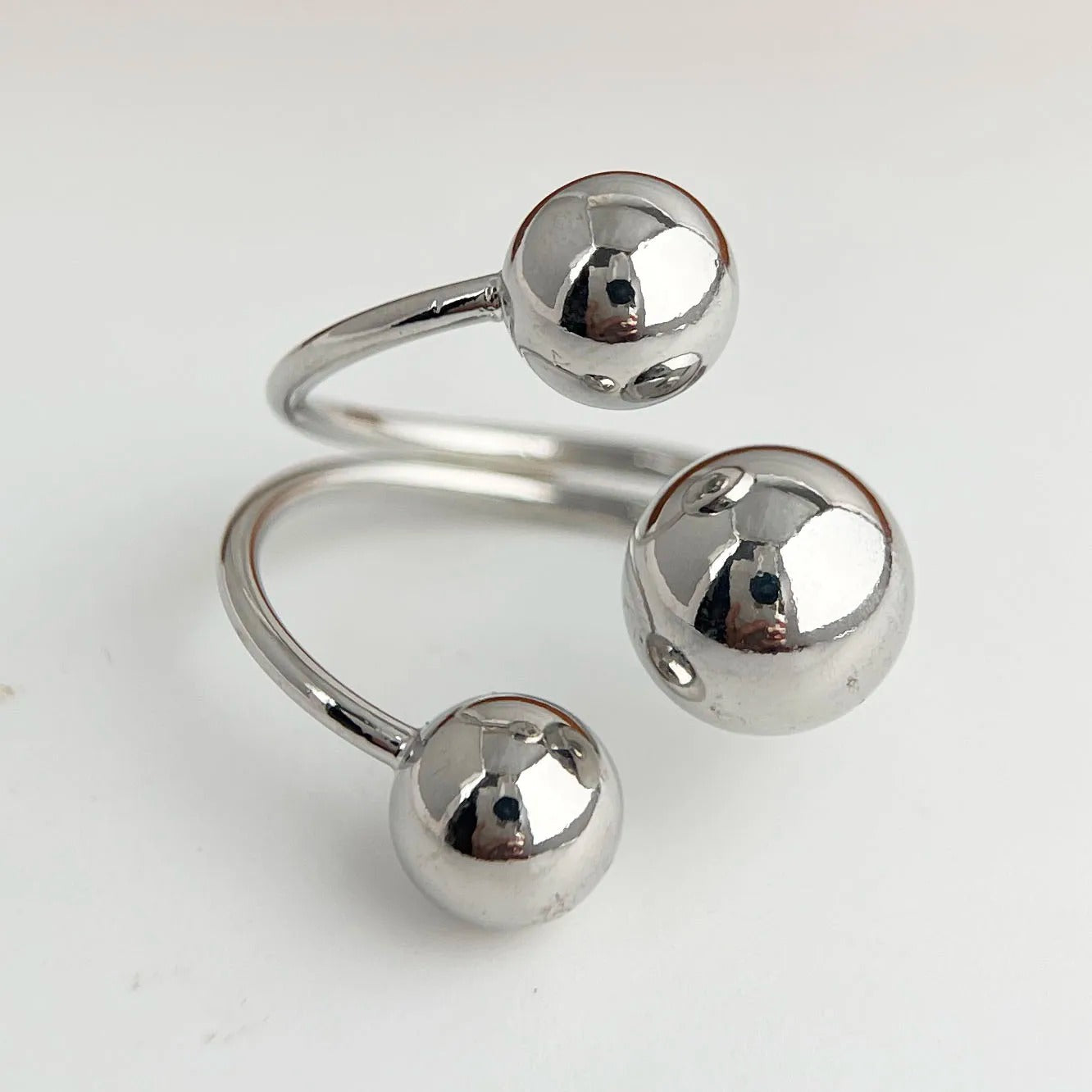 925 Sterling Silver Rings for Women Couple Minimalist Handmade Simple Three Balls Ring Fine Jewelry Gift Prevent Allergy