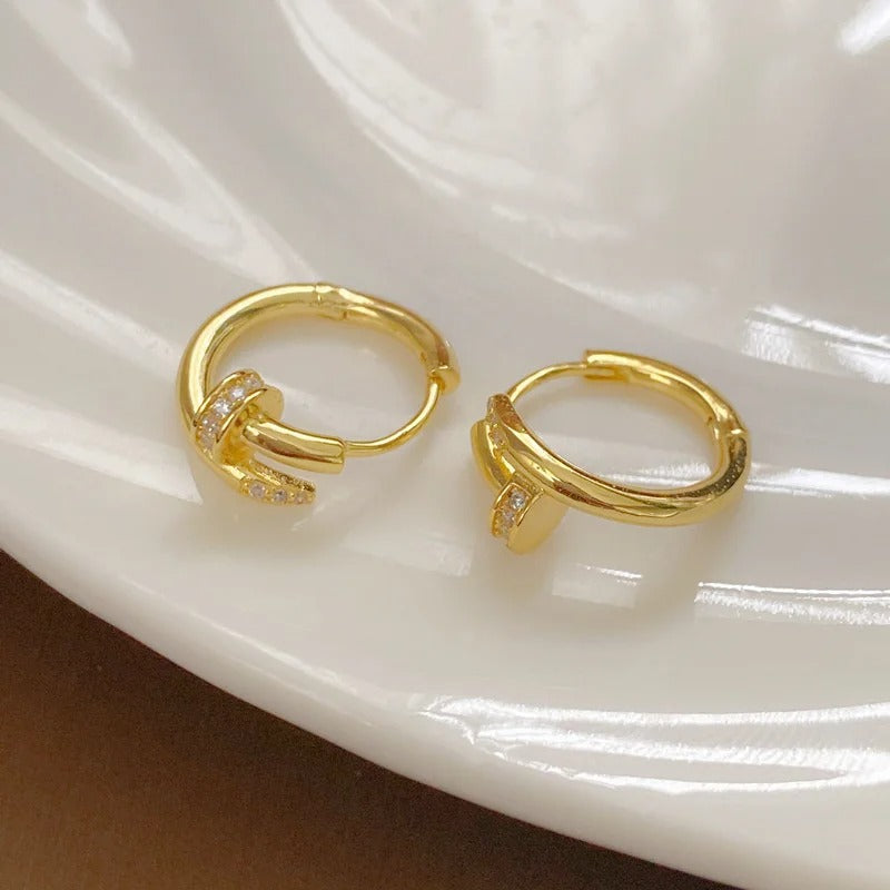 925 Silver Plated Zircon Round Hoop Earrings – Minimalist Shiny Jewelry for Women