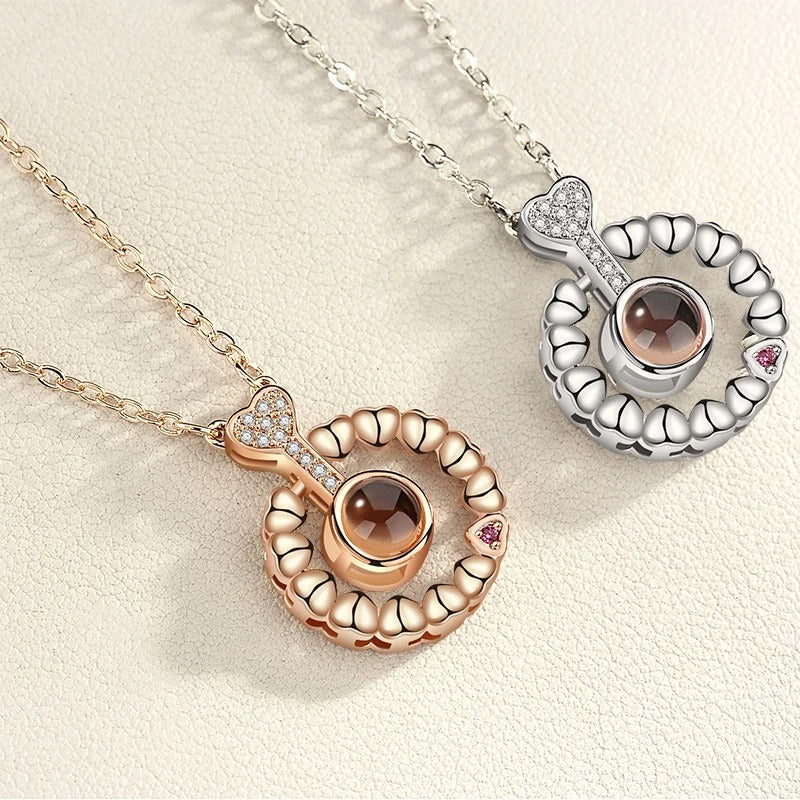2025 New Romantic Love Memory Wedding Rose Gold & Silver Color Pendant Necklace Gifts