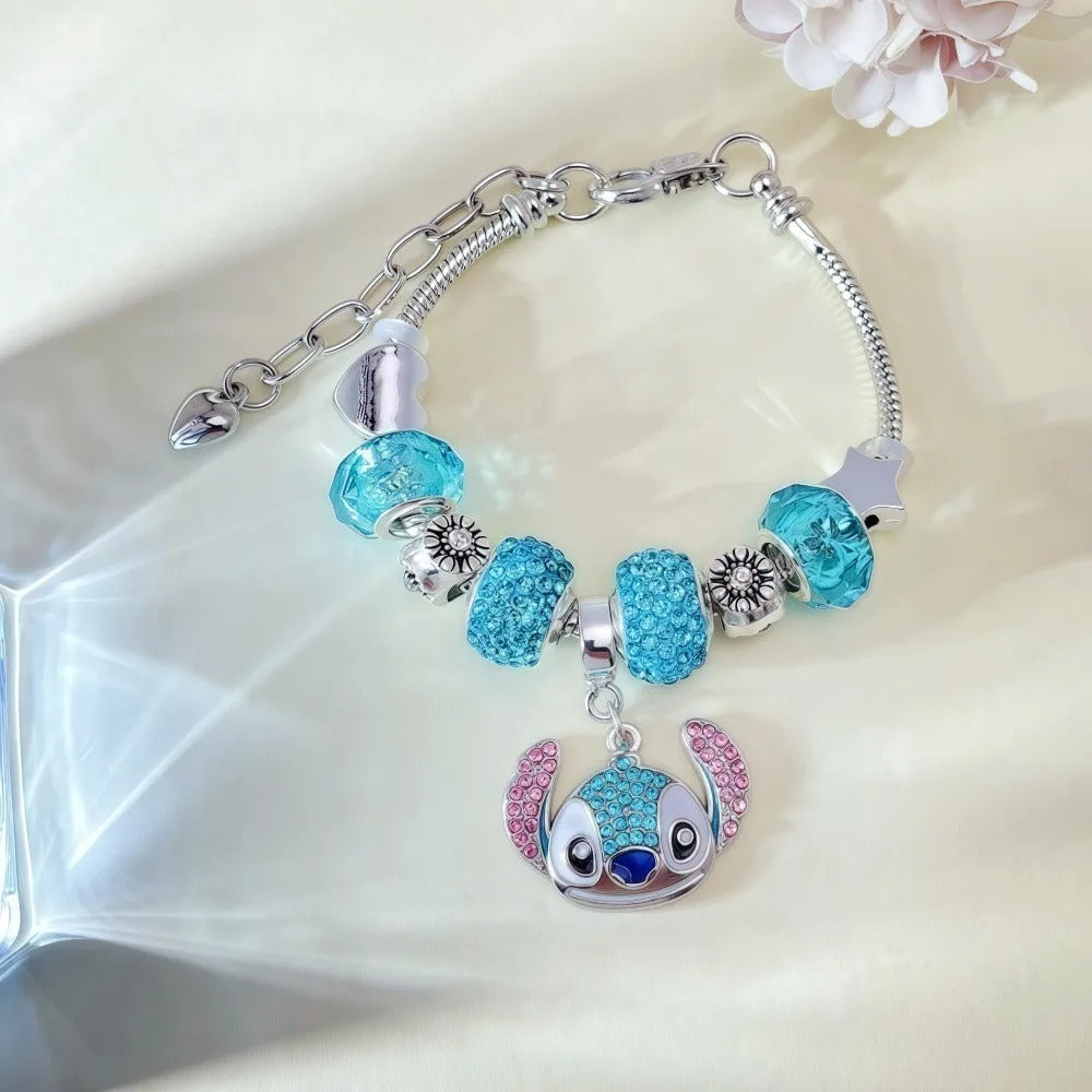 Cartoon Rhinestone Necklace And Bracelet Set Cute Fashion Jewelry for Women And Girls Ideal Gift for Fans Birthday