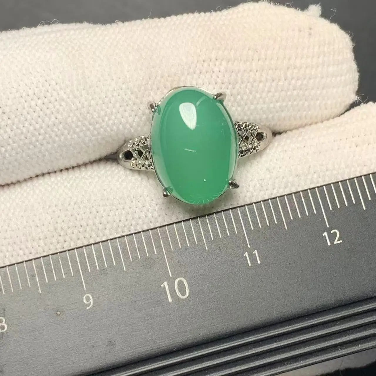Vintage Natural Chalcedony Ring For Women Stainless Steel Simple Fine Jewelry Stone Gemstone Classic Style
