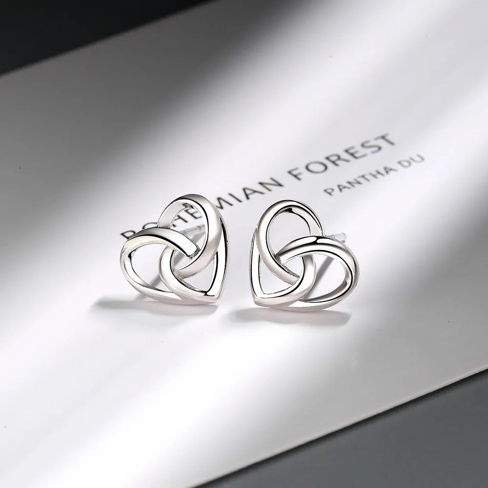 Sterling Silver Love Heart Stud Earrings for Women Luxury