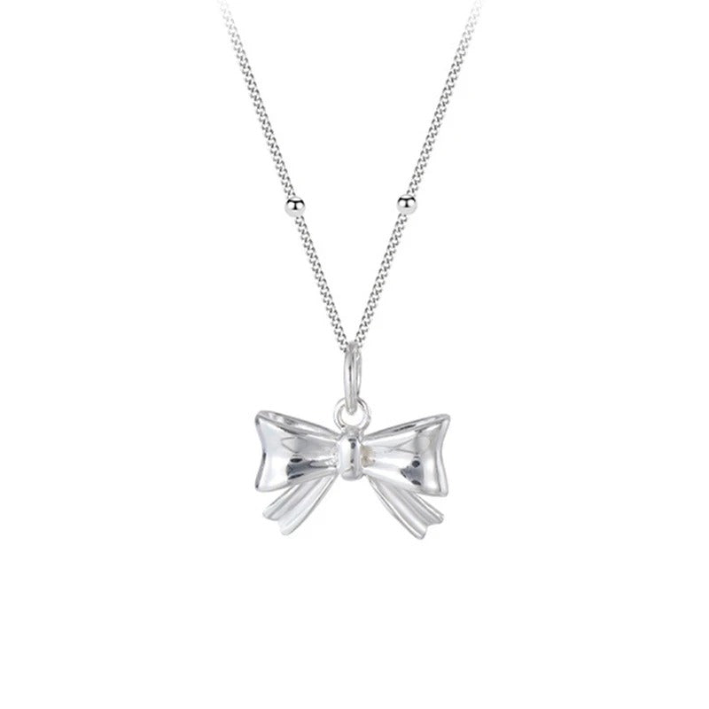 Elegant Bow Pendant Necklace for Women Delicate Adjustable Chain Feminine Dainty Accessories Party Daily Jewelry Gift