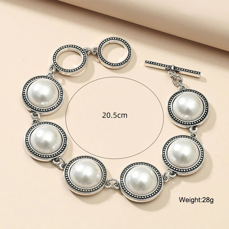 Fashion Boho Vintage Round Pearl Bracelets Bangles For Women Blue Red Black Bead Vintage Bohemian Adjustable Bracelet Jewelry