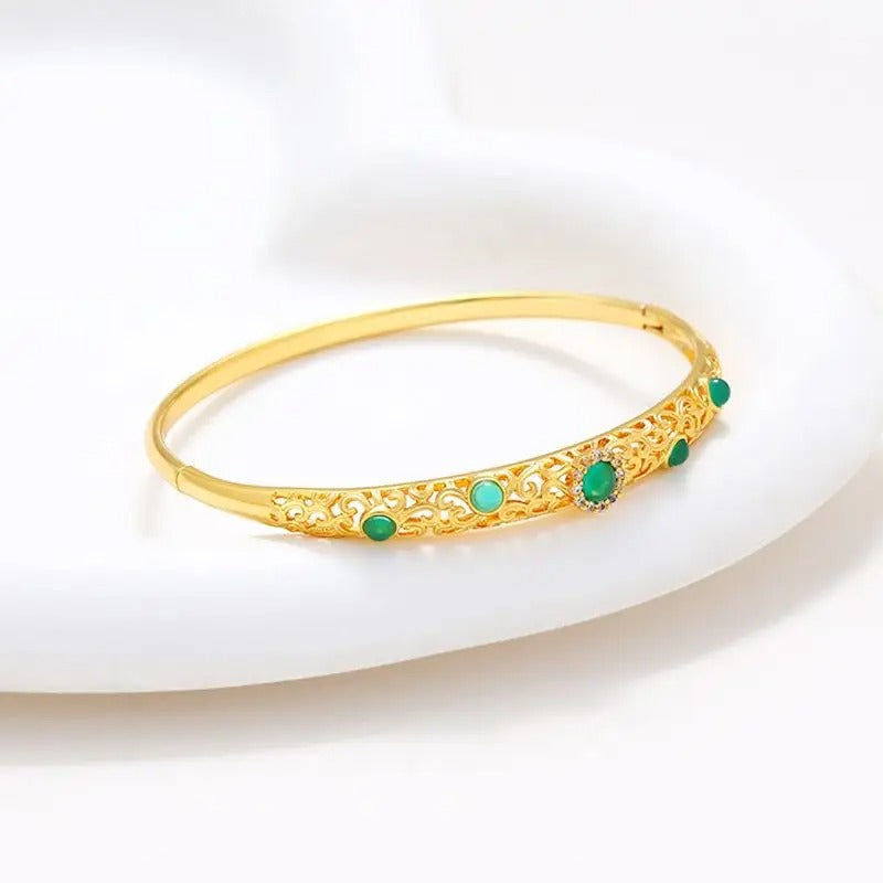 Jewelry-- Vintage Red / Green Aulic Style Bangles For Women Fashion Jewelry Gold Plated Gold Plated