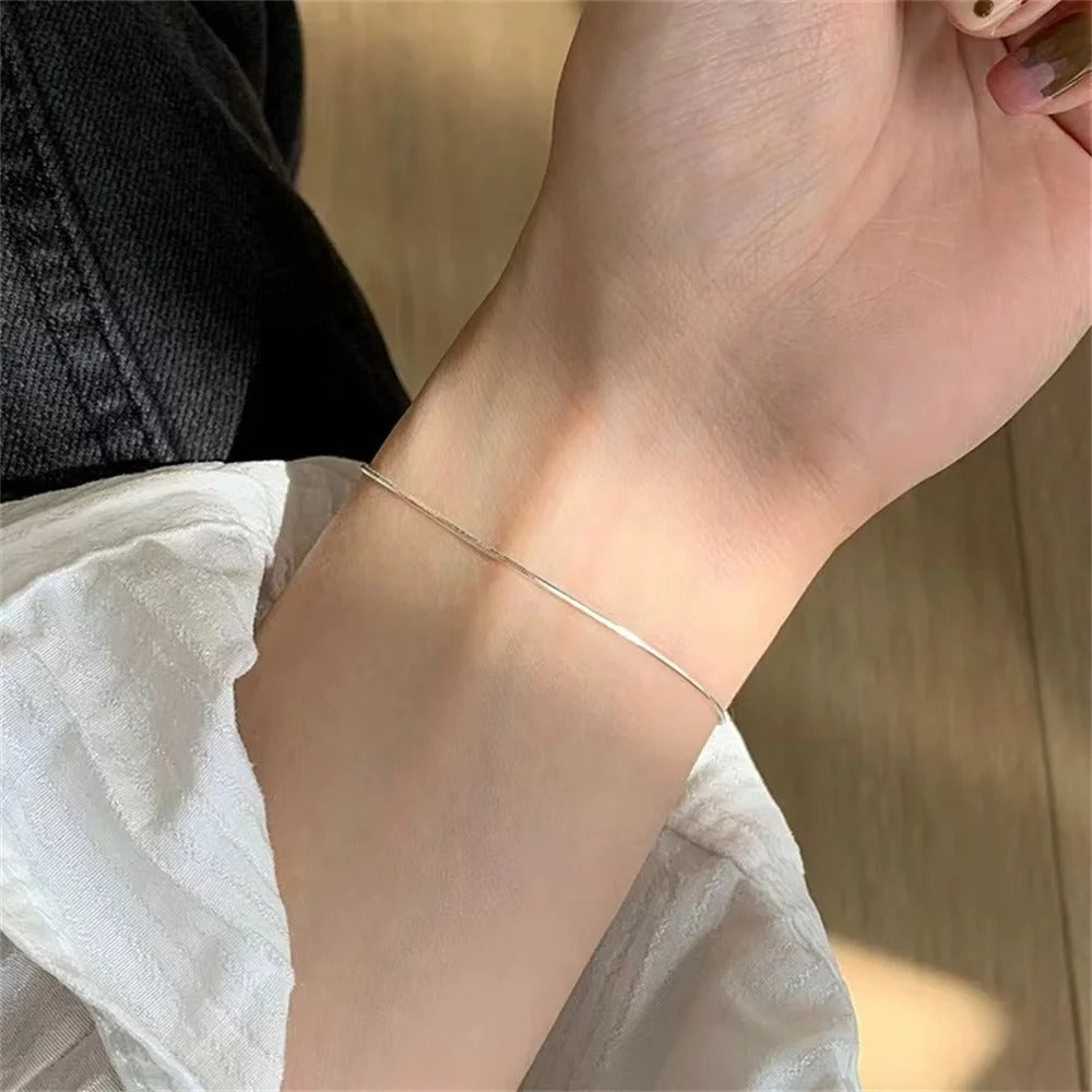 New Ultra-fine Stainless Steel Snake Chain Bracelet Gold Color Simple Bracelet For Women Jewelry Accessories