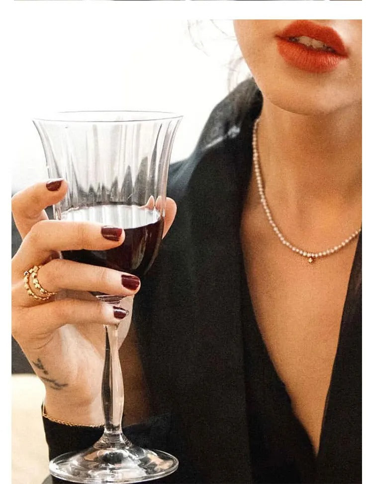 Style Imitation Pearl Choker Necklace Round Bead Pendant Clavicle Chain Necklace For Women Fashion Jewelry