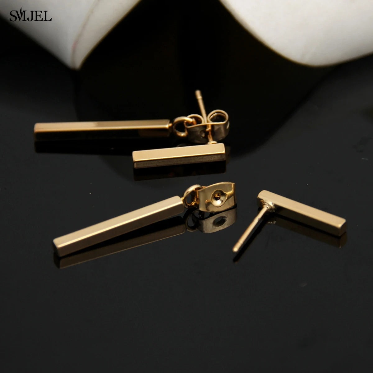 SMJEL 2025 New Fashion Simple T Bar Drop Earring for Women Geometric Ear Jacket Earrings Wedding Gifts S140