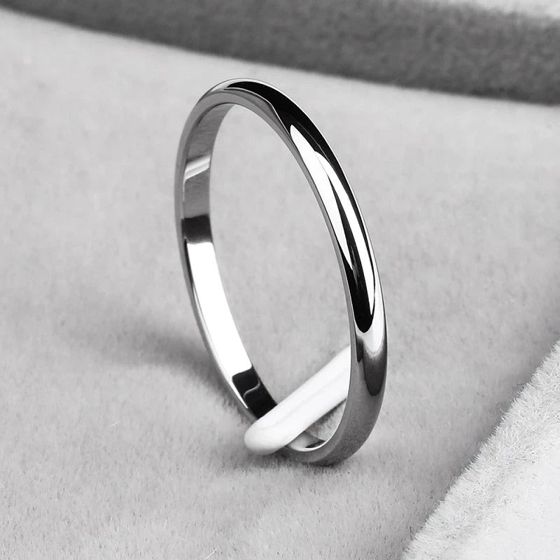 2mm Stainless Steel Rings Gold color Anti-allergy Smooth Simple Wedding Couples Rings