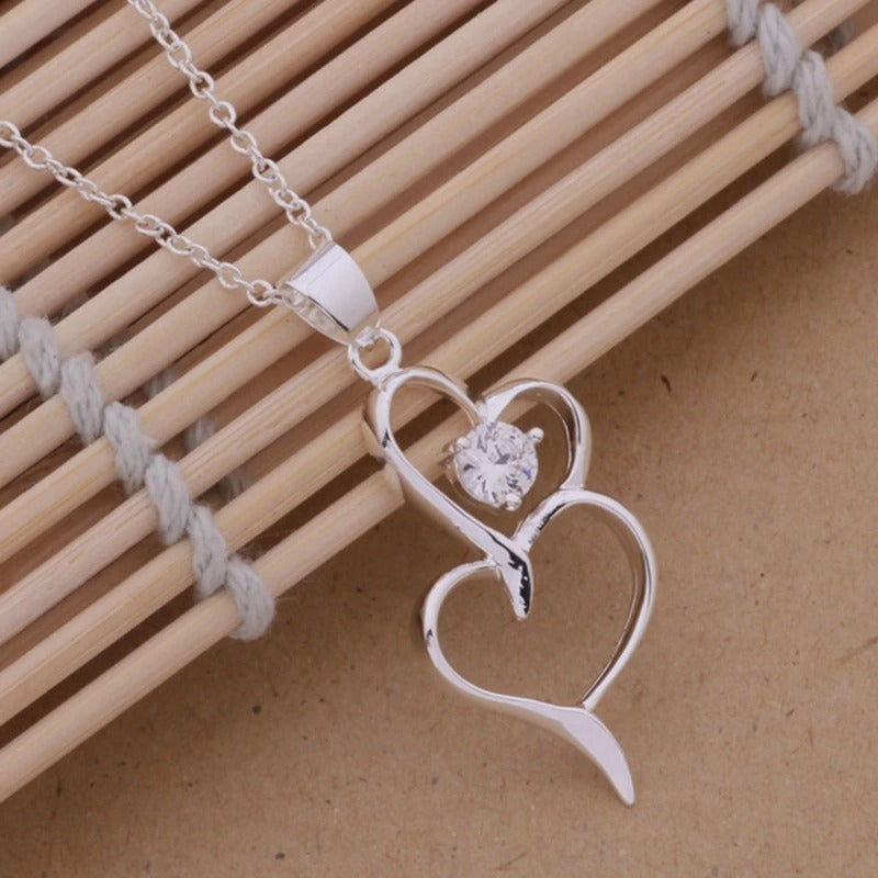 Necklace Pendant Shiny zircon heart For Women Exquisite Student Girlfriend Wedding Gift