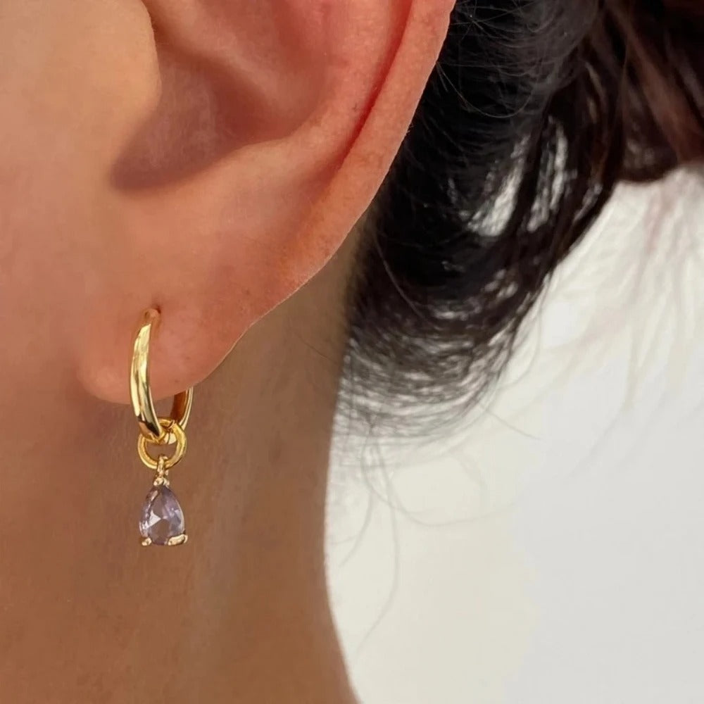 Water Droplet Drop Earrings Women Colored Crystal Jewelry