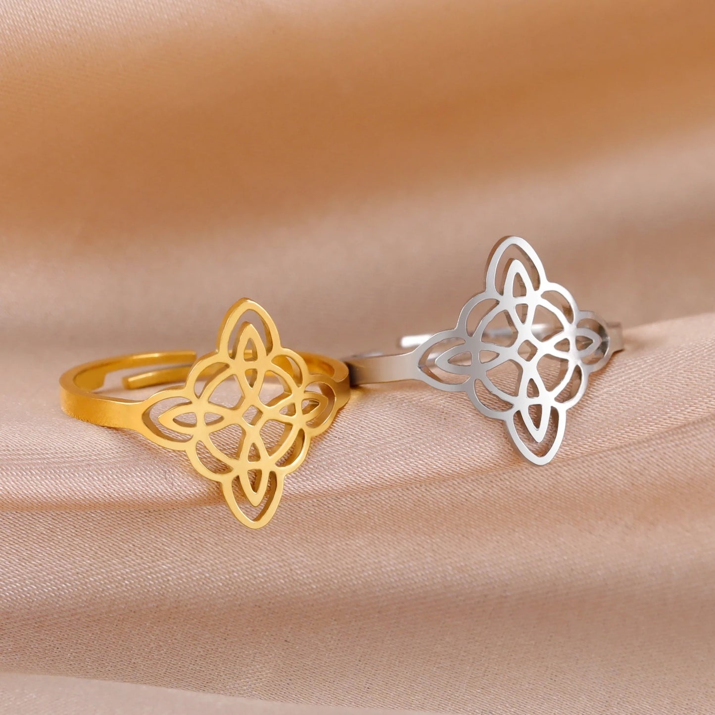 Witch Knot Ring for Women Stainless Steel Adjustable Finger Rings Supernatural Jewelry Accessories Lucky Gift