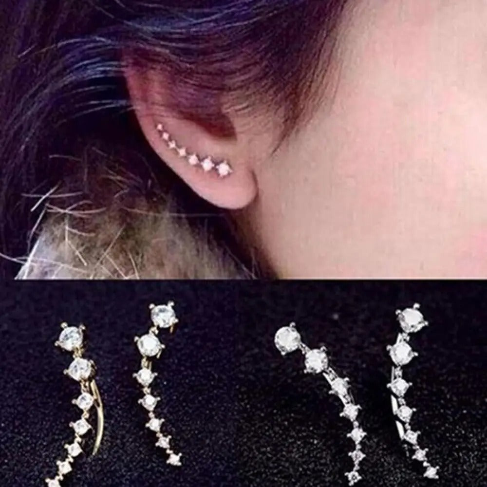 Fashion Stud Earrings for Women, Rhinestone Zircon Earrings, Ear Hook Jewelry