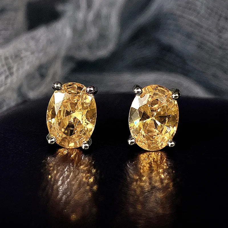 Oval CZ Stud Earrings for Girls & Women Daily Wear Jewelry